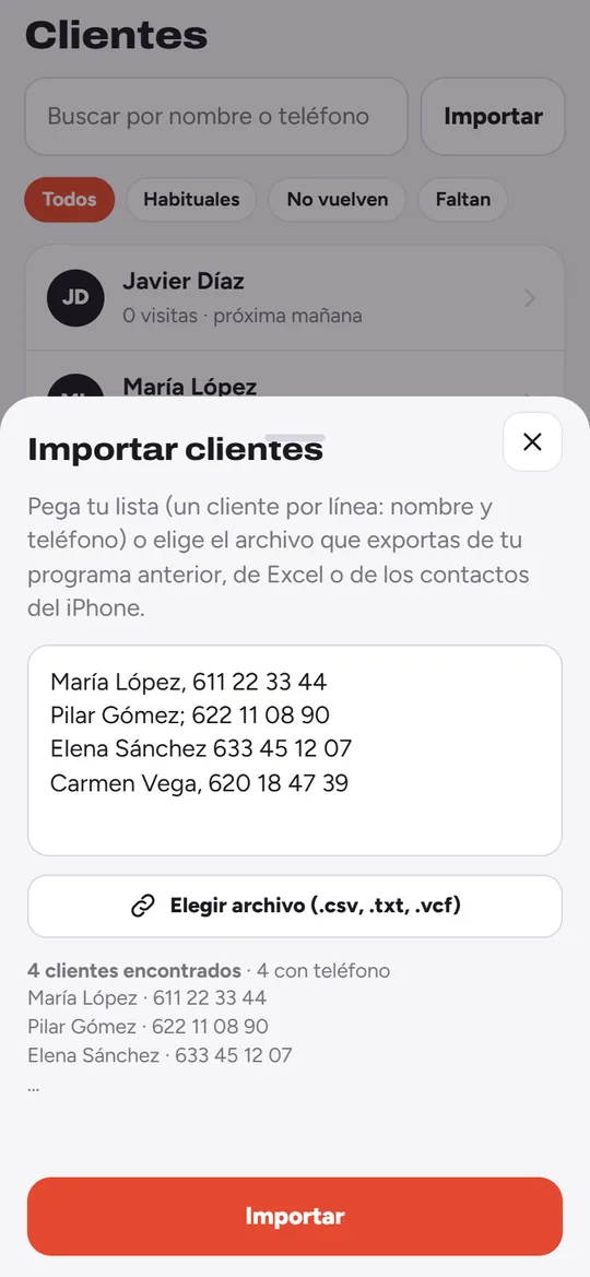 Importar clientes