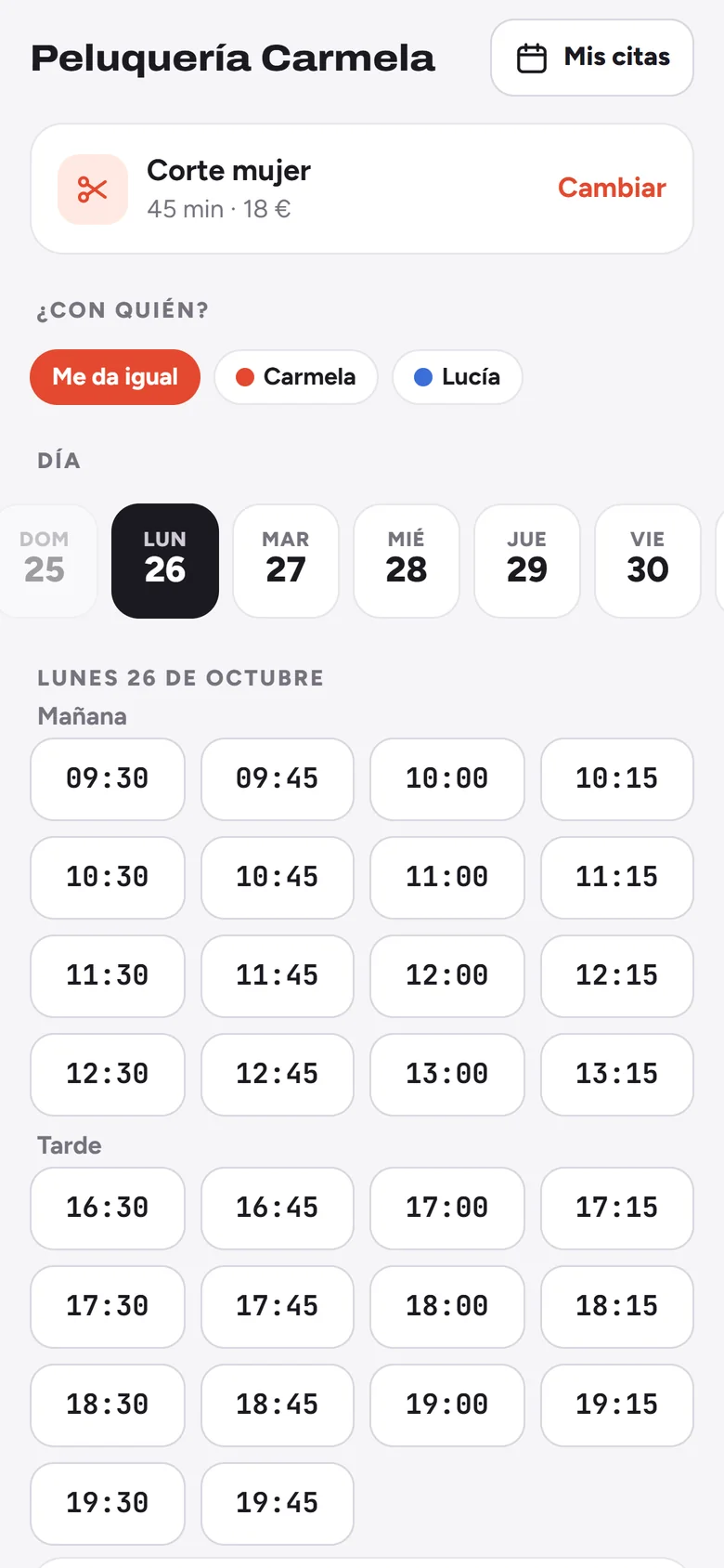 Servicios y horas libres
